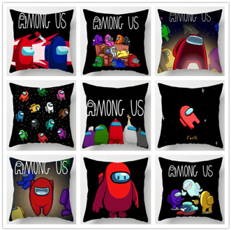 Among Us Square Decorative Throw Pillow Case Geometric Striped Print Flower Pillowcase For Home Bedroom Home Office Decorative