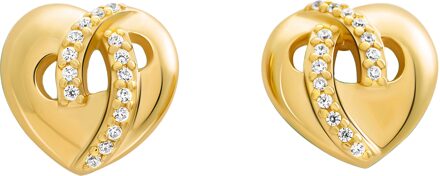 'Amore' Dames 925 Sterling Zilver Set: Ketting + Oorbellen + Ring - Gouden SET-7577/G - L