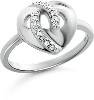 'Amore' Dames 925 Sterling Zilveren Set: Halsketting + Oorbellen + Ring - Zilver SET-7577 - maat