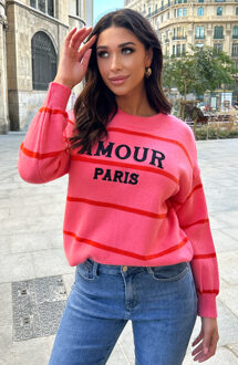 Amour Paris Sweater Roze Oranje Rood/Roze