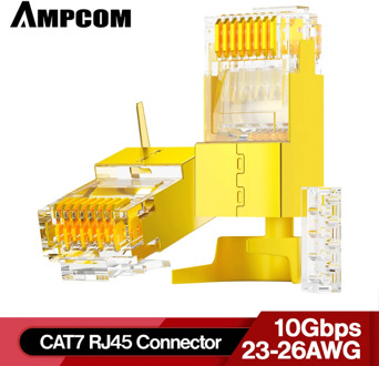AMPCOM 2-Piece CAT6A & CAT7 Shielded RJ45 Modular Plug Connector 50μ 8P8C - RJ45 Connector Network Cable Connector