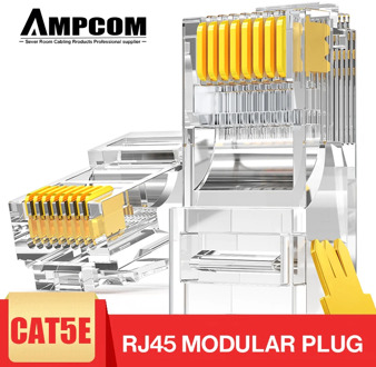 AMPCOM CAT5e UTP 50U RJ45 Modular Plug Connector 8P8C Crimp End Ethernet Cable Ethernet Connector