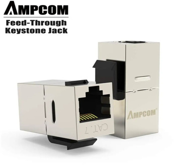 AMPCOM CAT7 RJ45 Inline Coupler Keystone Jack,Sheilded RJ45 Straight-Through Keystone Module Adapter Couplers for Wall Plate