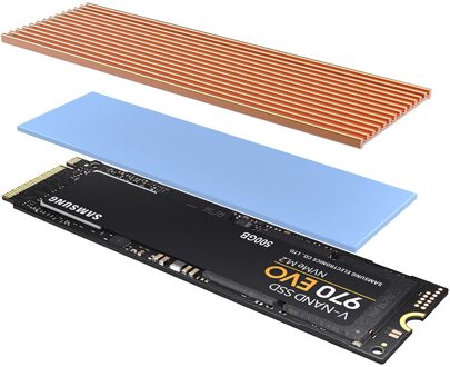 Ampcom M.2 Harde Schijf Heatsink, aluminium Solid State Drives Cooling Heatsink Thermische Pad Voor Nvme M2 Ngff 2280 Pci-E Ssd donker geel