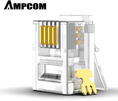 AMPCOM RJ11 Plug 6P4C 6P2C Phone Modular Telephone Cord Connector Adapter Crimp Telephone Internet Modular Plug Jack