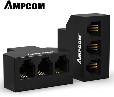 AMPCOM RJ11 Telephone Converter 1/2/5/10-Pack RJ-11 Classic 6 Pins Female 1 to 3 & 4 Telephone Phone Cable Line Splitter Adapter