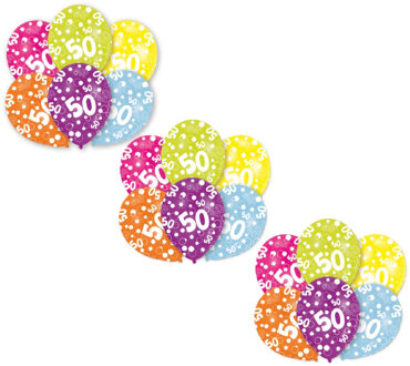 Amscan 50 jaar Ballonen - 18x stuks - Abraham & Sarah - verjaardag versiering - gekleurd