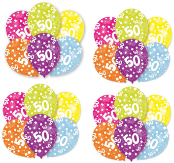 Amscan 50 jaar Ballonen - 24x stuks - Abraham & Sarah - verjaardag versiering - gekleurd