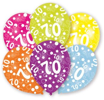Amscan 70 jaar verjaardag leeftijd ballonnen - 12x stuks - 27 cm - Feestartikelen en versiering