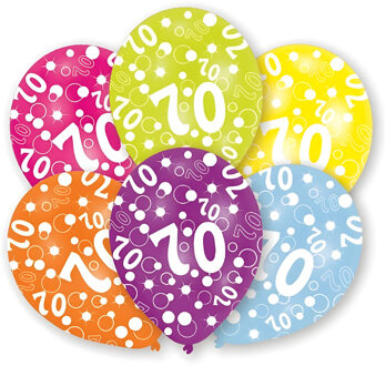 Amscan Ballonnen 70 jaar - 6x - 27 cm - verjaardag - leeftijd feestballonnen - Feestartikelen Multi
