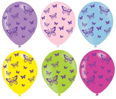 Amscan Ballonnen Butterflies 27,5 Cm 6 Stuks
