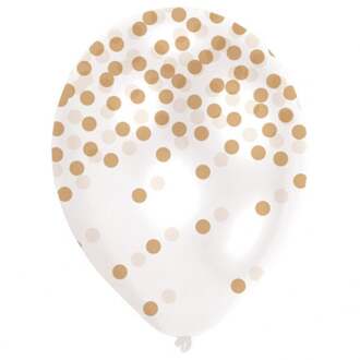 Amscan Ballonnen Confetti 27,5 Cm Wit/goud Latex 6 Stuks