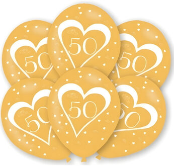 Amscan Ballonnen goud 50 jaar thema 6x stuks feestartikelen en versiering jubileum of leeftijd
