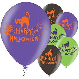 Amscan Ballonnen Halloween - 6x stuks - happy halloween - 27 cm - horror - halloween feestje