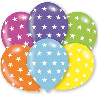 Amscan Ballonnen sterrentjes - 6x stuks - 27 cm - multi color - verjaardag - feestartikelen