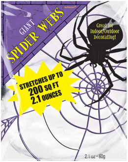 Amscan Decoratie spinnenweb/spinrag - 60 gram - wit - Halloween/horror versiering - Feestdecoratievoorwerp