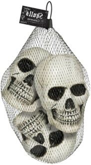 Amscan Doodskoppen - 3x stuks - 10 cm - kunststof - schedels - halloween - horror Wit