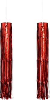 Amscan Feest hanger - 2x - L80 cm - rood - glitter - kunststof - disco/seventies - feestversiering