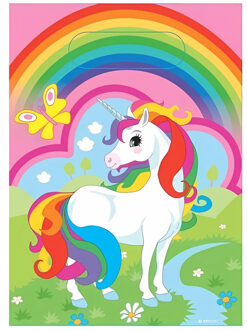 Amscan Feestzakjes Eenhoorn - 8x stuks - 23 x 16 cm - uitdeelzakjes - kunststof Multi