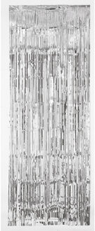 Amscan Folie deurgordijn zilver metallic 243 x 91 cm