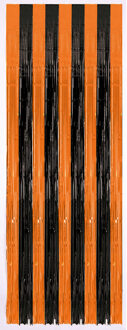 Amscan Folie deurgordijn zwart/oranje metallic 243 x 91 cm