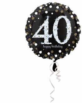 Amscan Folieballon Happy Birthday 40 Jaar 45 Cm Helium Zwart