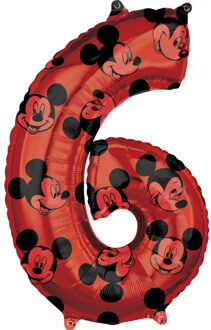 Amscan Folieballon Micky Mouse 6 Jaar Junior 43 X 66 Cm Rood