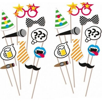 Amscan Foto props voor een verjaardag - setje van 20x - selfies maken - Photo boot accessoires