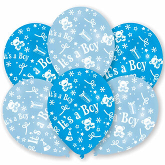 Amscan Geboorte baby thema ballonnen - blauw - jongen - 18x stuks - Feestartikelen - versiering