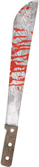 Amscan Halloween hakmes/machete - met bloed - 50 cm - kunststof - bloederige wapens - horror mes Multi