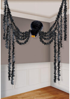 Amscan Horror spin honeycomb groot - Halloween decoratie/versiering - zwart - 360 cm