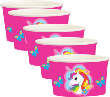 Amscan Ijsbakjes Eenhoorn - 16x stuks - 250 ml - karton - D11 cm - unicorn