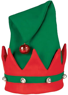 Amscan Kerstelfen verkleed hoed - muts - voor volwassenen - groen/rood - Kerst Multi