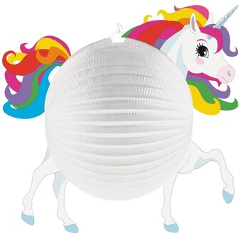 Amscan Lampion Eenhoorn - D25 cm - rond - karton - sint maarten - 11 november Wit