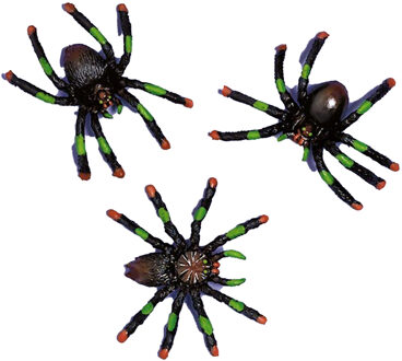 Amscan Nep spinnen/spinnetjes 4 x 3 cm - zwart - 8x stuks - Horror/griezel thema decoratie beestjes