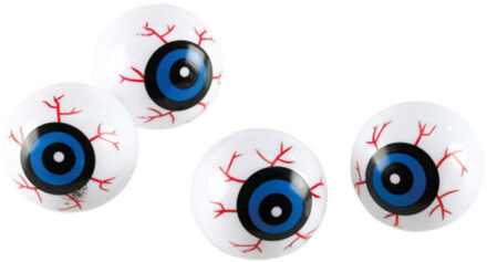 Amscan Oogballen Halloween - 6x stuks - wit/blauw - 3cm - kunststof - horror - feestdecoratie