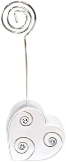Amscan Plaatskaart houder - hart vorm - 10,8 cm - bruiloft/huwelijk plaatsnaam houders Wit