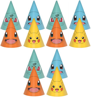 Amscan Pokemon feesthoedjes - 24x stuks - H16 cm - themafeest - kinderfeestje