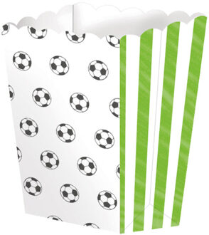Amscan Popcorn/snoep bakjes - 5x - voetbal thema - karton - 6 x 13 x 4 cm - feest uitdeel bakjes Multi
