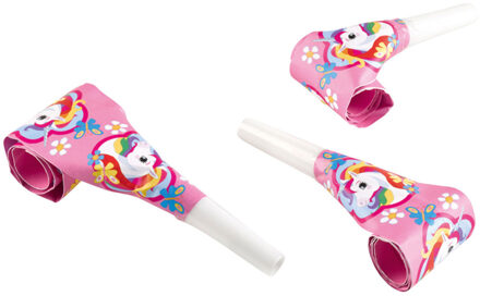 Amscan Roltongen Eenhoorn thema - 8x stuks - verjaardag versiering - toeters