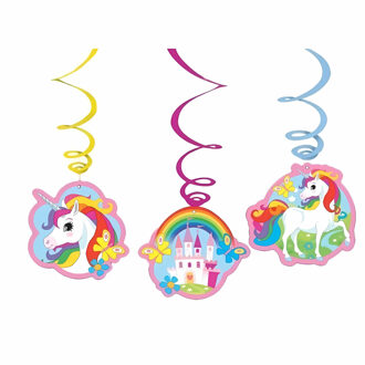 Amscan Rotorspiralen Eenhoorn - 6x stuks - L50 cm - unicorn - slingers