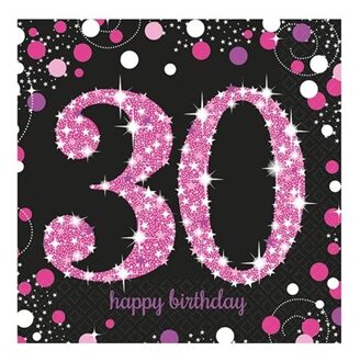 Amscan Servetten 30 Jaar 33 X 33 Cm 16 Stuks Roze