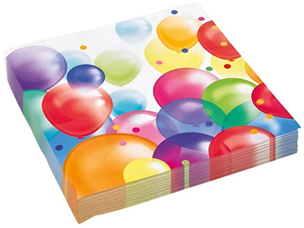 Amscan Servetten - verjaardag ballonnen print - 20x - 33x33 cm - feest versiering - wegwerpservetten