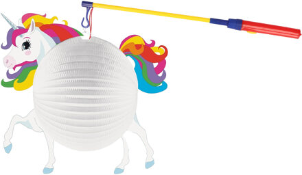 Amscan Sint Maarten set - Eenhoorn bol lampion 25 cm met lampionstokje