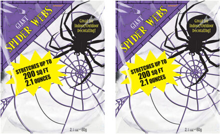 Amscan Spinnenweb - 4x - 60g - wit - halloween - decoratie - horror - versiering - spinrag
