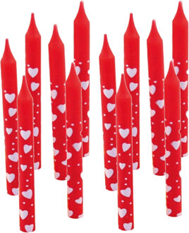 Amscan Taartkaarsjes met hartjes - rood - 10x stuks - Valentijnsdag/liefde/bruiloft Multi