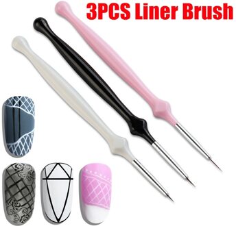 AMSIC 3PCS Nail Art Brush Schilderij Bloem Tekening Lijn Pen Acryl UV Gel Polish Nagels Tips Tool Manicure borstels