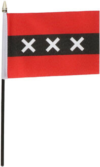 Amsterdam - mini vlaggetje van 10 x 15 cm op stokje - Landen vlag - H27 cm Multi