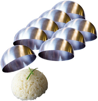Amuse cloche/garneer vorm - 8x stuks - RVS - D8 x H4 cm - hapjes stolp