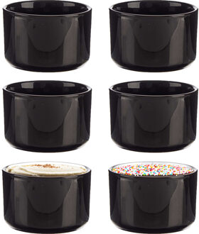 amuse/dessert kommetjes/serveer schaaltjes - set 6x stuks - zwart - 10 x 6 cm - keuken/tafel